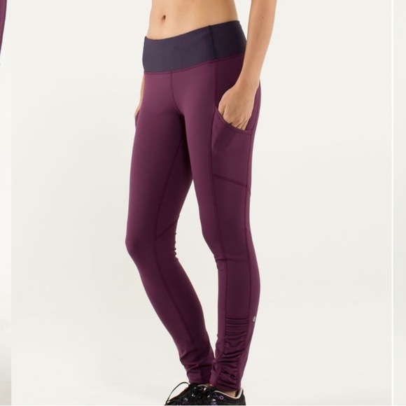 Lululemon Speed Tight Cozy Leggings in Plum/Hyper Stripe Plum - Picture 1 of 11